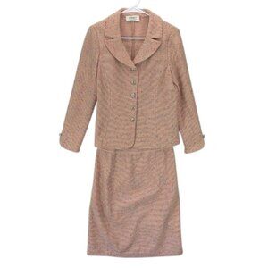 Vitali USA Women’s Size 10 Pink Wool Suit Set 2-Piece Blazer Skirt Vintage